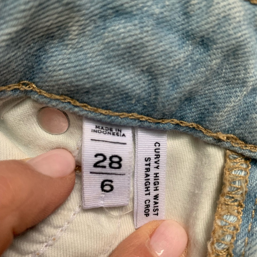 Loft Curvey High Waist Straight Cropped Jeans with Raw Hem Sz 6 - Picture 2 of 5
